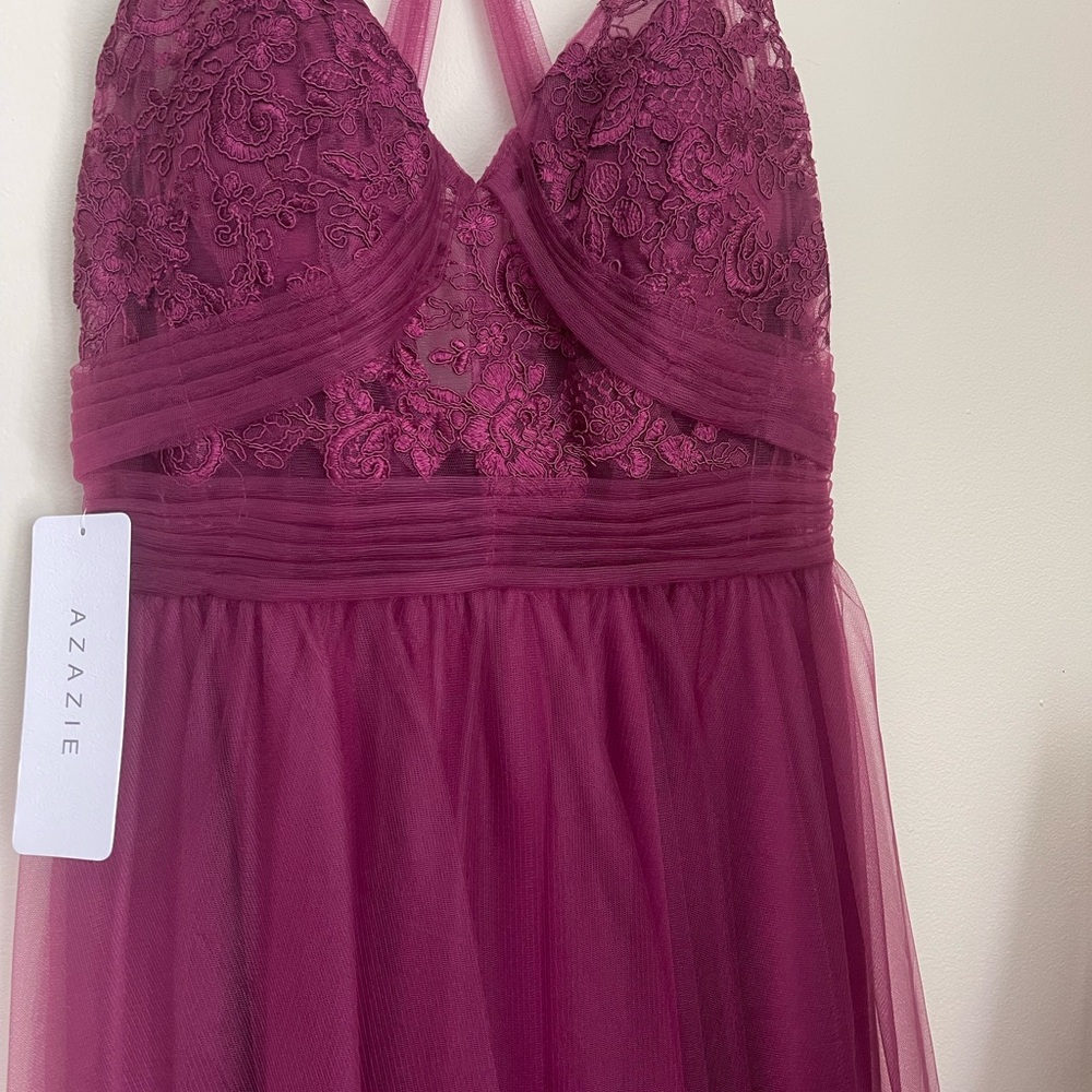 NWT Azazie raspberry PROM tulle dress - Picture 4 of 9